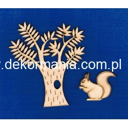 SKLEJKA #3mm Wiewiórka 4,5x5,5cm   +  drzewo 10x9cm z dziuplą